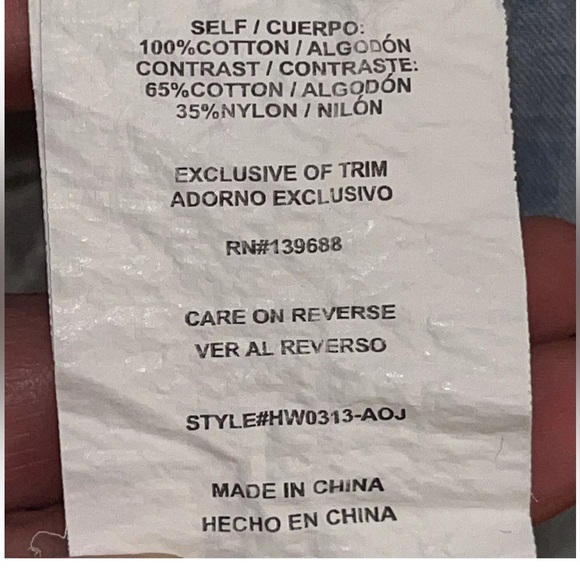 XL hint of mint BLUE Jean shirt white LACE BACK Chambray Oversized button up XL - Picture 8 of 12